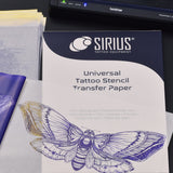 Sirius SIRIUS Tattoo Stencil Transfer Paper Universal sheet with black design markings for easy tattoo transfer.