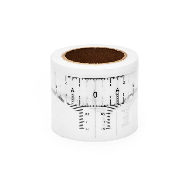 Saferly disposable eyebrow ruler stickers roll with 50 clear adhesive guides for precise eyebrow shaping.