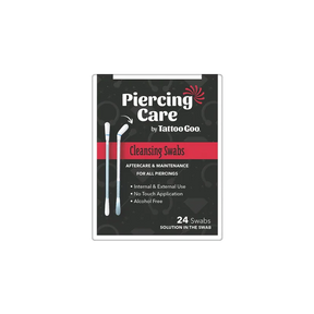 Tattoo Goo Liquid Swabs in a small bottle with applicator tips, designed for cleaning and aftercare of new tattoos.