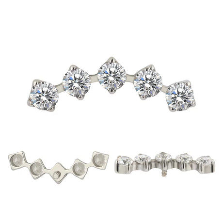 Titaanist sõrmuseotsad 5-haruline tsirkooniga raam