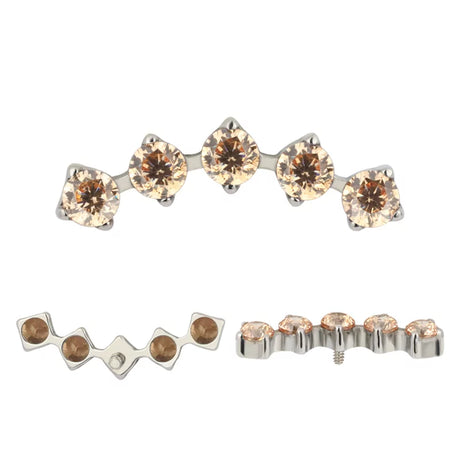 Titaanist sõrmuseotsad 5-haruline tsirkooniga raam