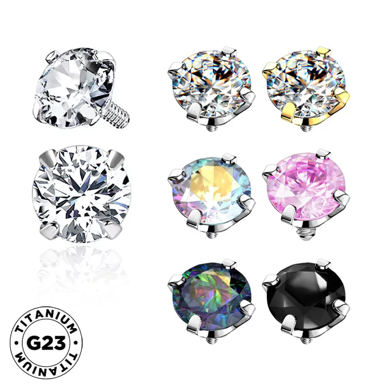 Titaanist rõngaste otsikud tsirkoonia raamiga