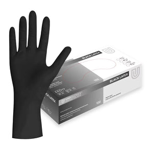 Unigloves Black Latex Gloves - BVShop