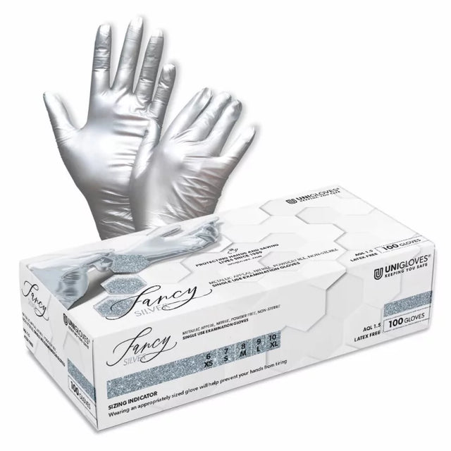 UNIGLOVES Fancy Nitrile Gloves Silver - BVShop